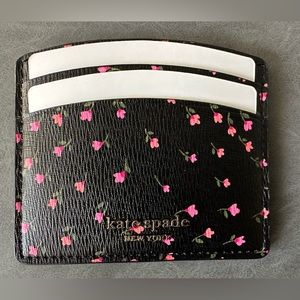 Kate Spade New York Sylvia Meadow Card Holder Wallet Black Floral